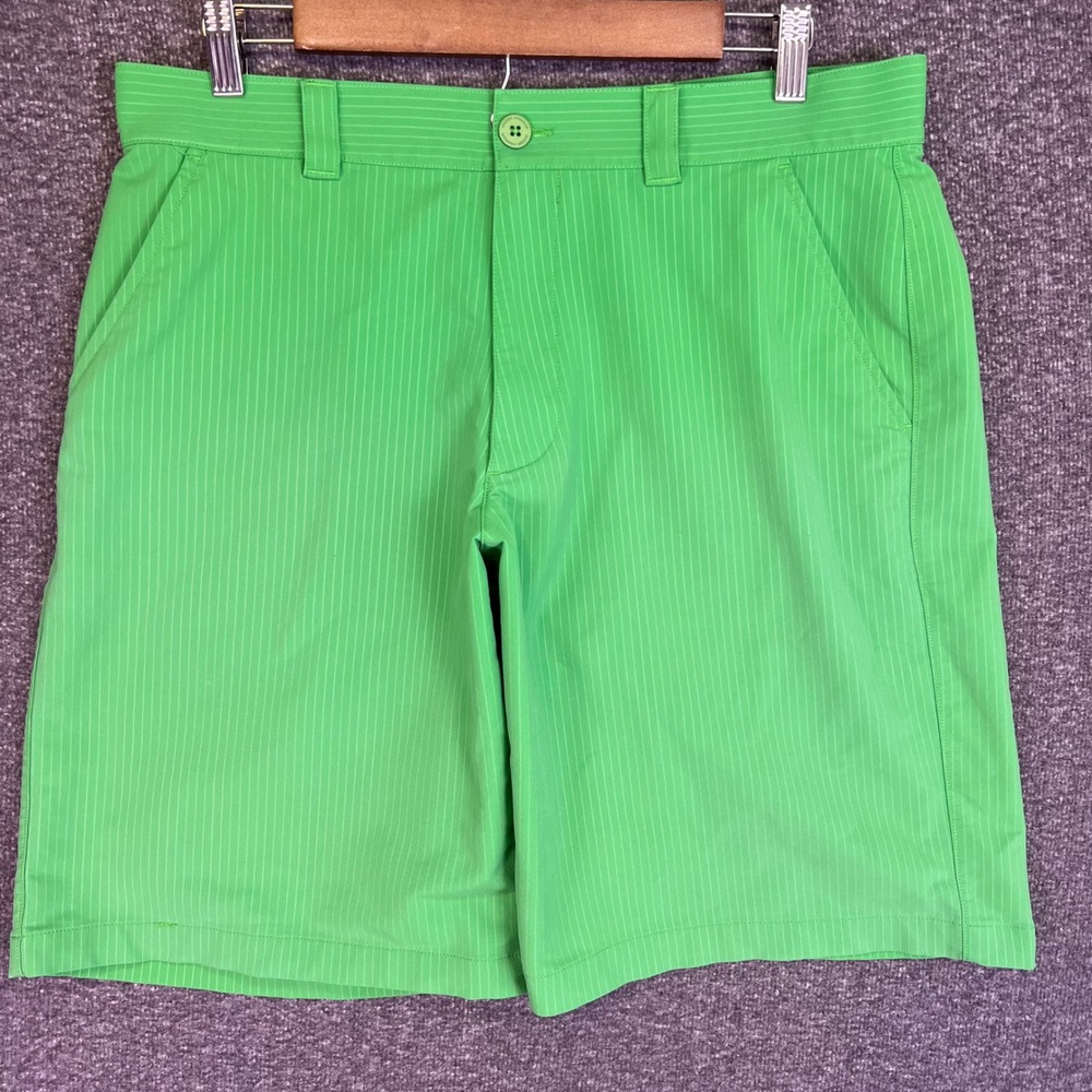 Under Armour Shorts Mens 34 Green Golf Pinstripe Athletic Active Performance UA